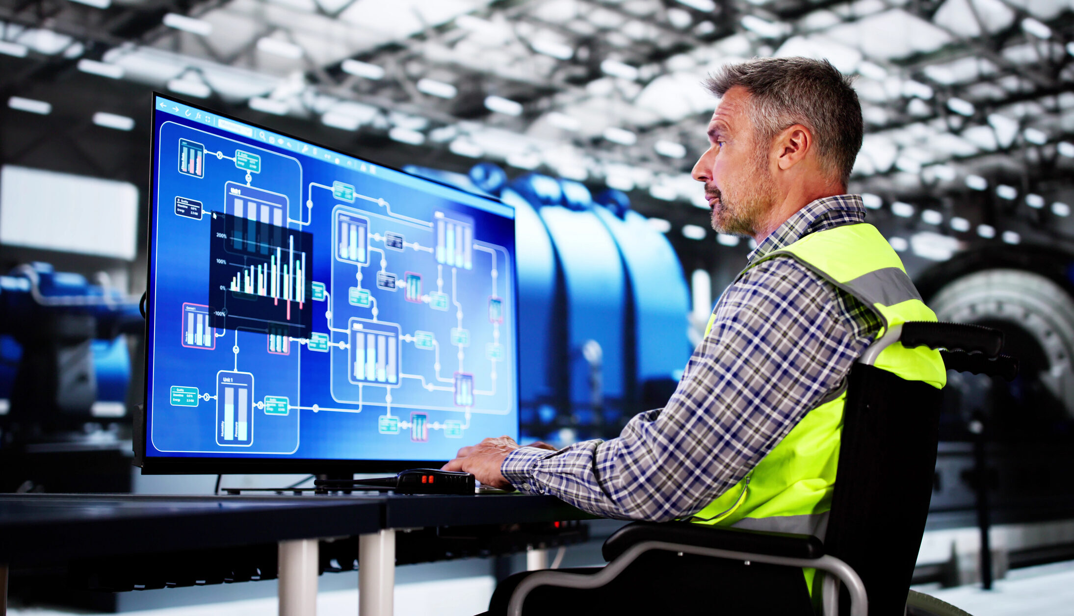 Engineer Operator Using Scada System At Industrial Plant